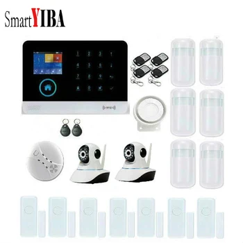 

SmartYIBA RFID Arm/Disarm WIFI GSM Alarm Wireless Control Intruder Security Alarm 433MHz Detector+2pcs IP Camera Kits