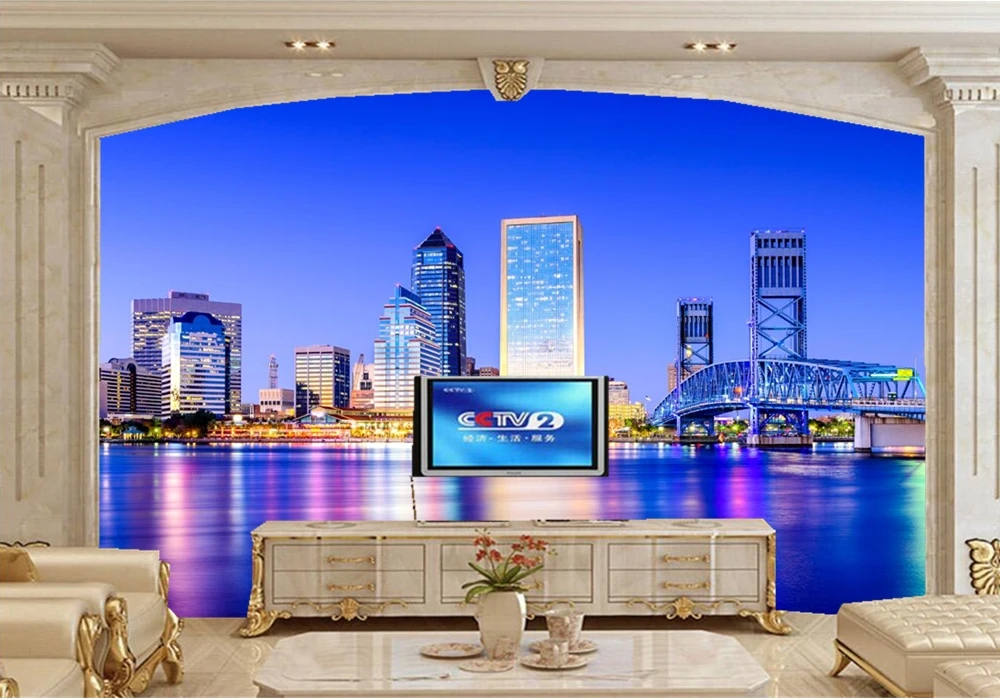 

USA Houses Bridge Coast city wallpaper papel de parede,living room tv sofa wall bedroom restaurant bar 3d modern wallpaper mural