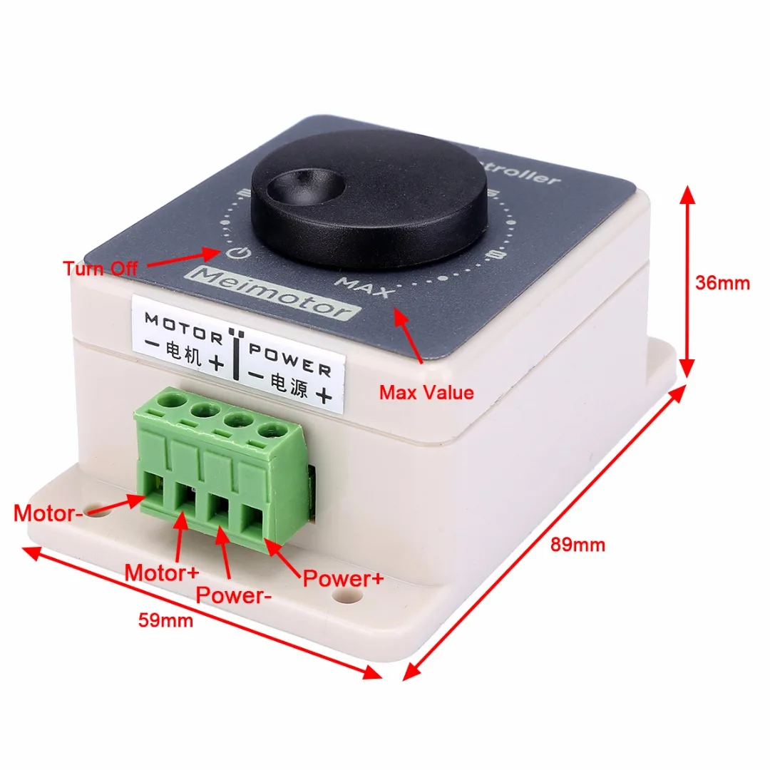 DC Electric Motor Speed Controller Adjustable 5%-100% Speed Regulator Waterproof Switching Potentiometer Durable Machine Parts