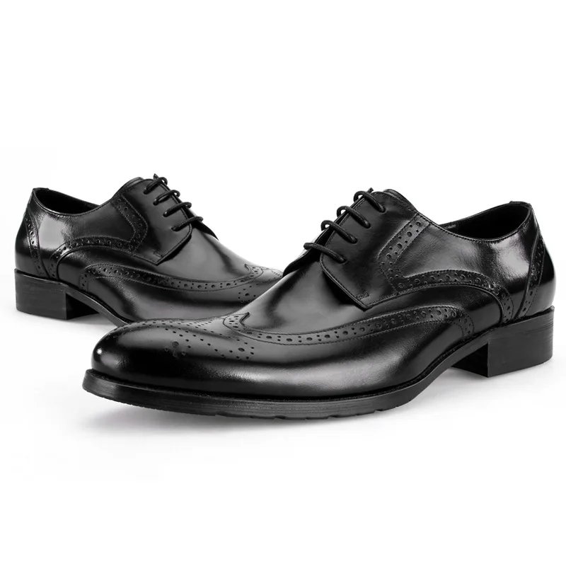 Black Vestido Negócios Tamanho Eur45 brown marrom Baile Tan Masculinos Grande Genuínos brown Brogue Sapatos Couro marrom De Preto fZfPzq