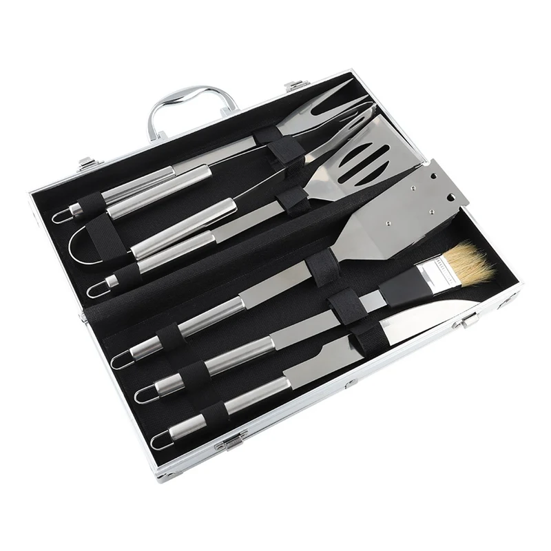 6pcs/Set Stainless Steel BBQ Utensil Grill Set Tools Outdoor Cooking ...