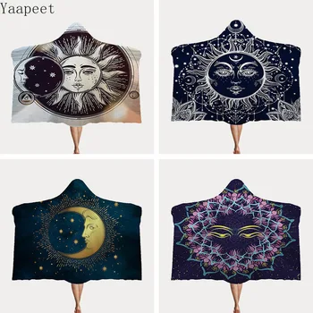 

Wearable Thick Double-layer Plush Hooded Blanket Cloak Halloween Magic Hat Blanket Sun Digital Printing Home Decoration