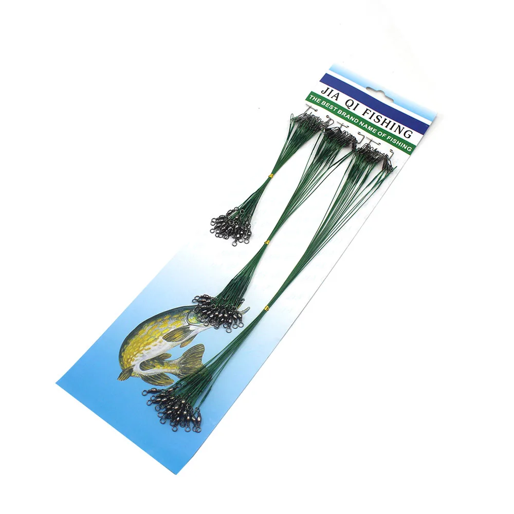 

72pcs Fishing Leader line Soft Plastic Coated Stainless Steel Wires Ring with Connector Fly Fishing Tackle Peche Spinner Set