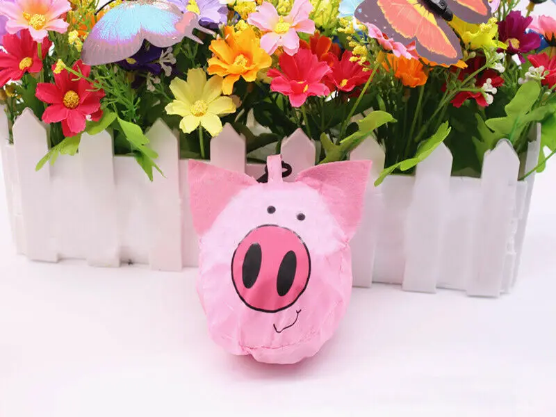 Многоразовая Складная Дамская хозяйственная сумка с изображением животного сумка складывающаяся сумка мультяшная Милая хозяйственная сумка - Цвет: Pig