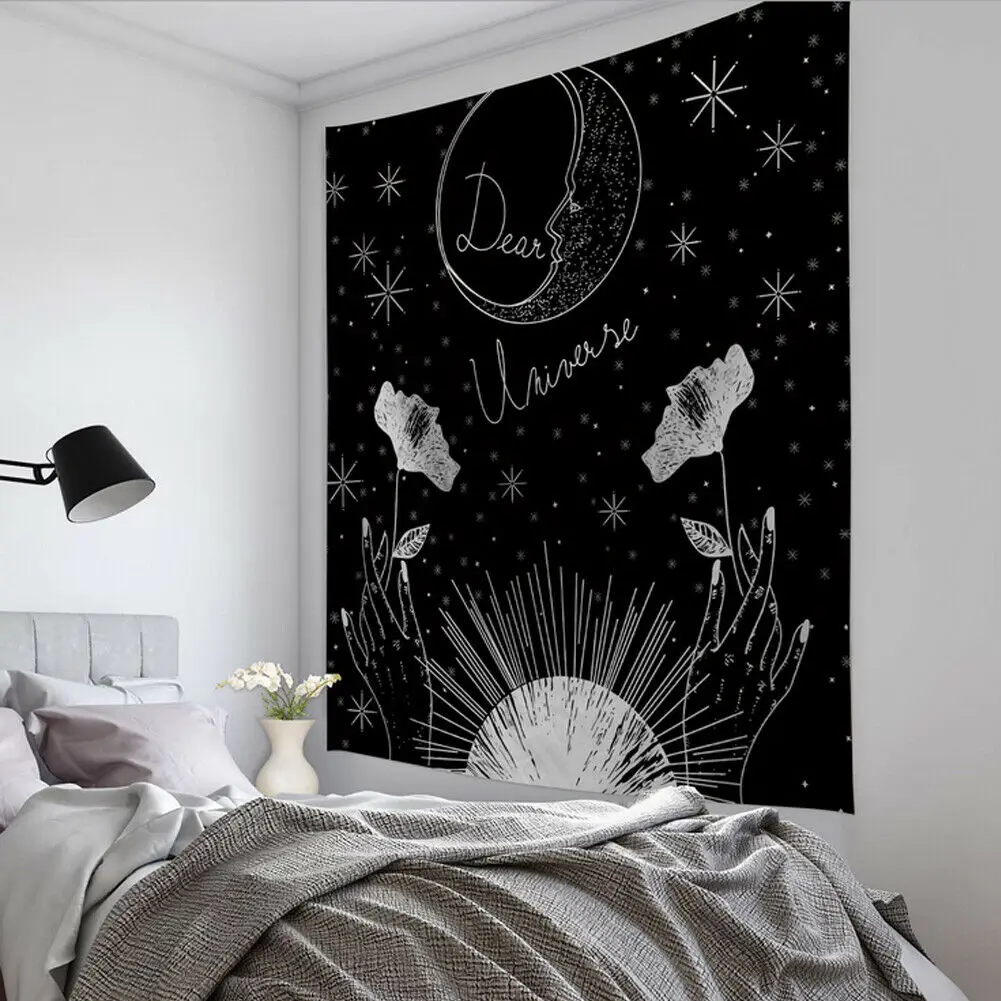 Гобелен с карточками Таро, настенное покрывало с астрологическим гаданием, пляжный коврик - Цвет: black dream