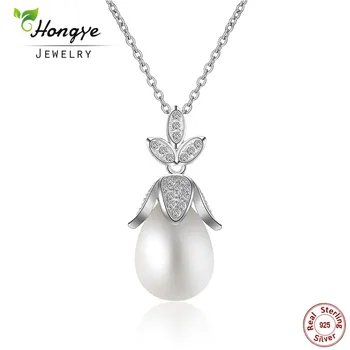 

Hongye Brand Design Unique Elegant 925 Sterling Silver Natural Pearl Pendant Necklace for Women Fine Jewelry Wedding Accessories