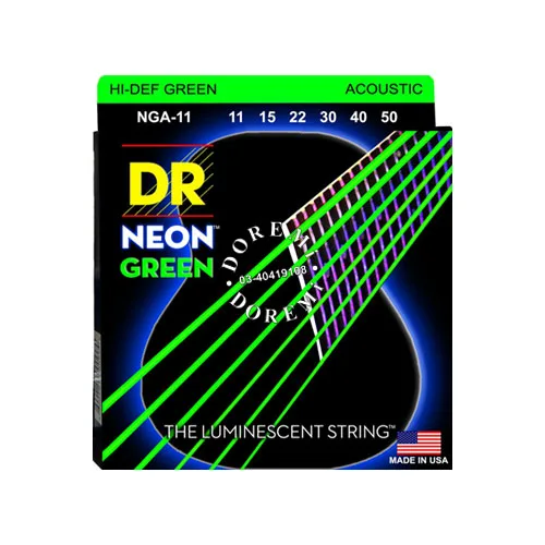 DR K3 Hi-def неоновые зеленые люминесцентные струны акустической гитары, изготовленный на заказ светильник 11-50 или светильник 12-54 - Цвет: Custom Light11 to 50