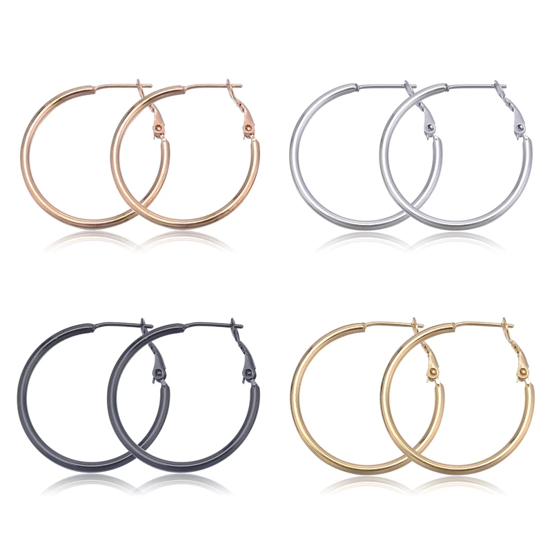 

FUNIQUE 4 Pair/set New Hoop Earrings Women Fashion Jewelry Silver Color Gold Color Hoop Earrings Women Geometric Jewelry Gifts