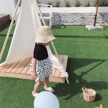 

new summer 2019 baby girls round dot lovely cake dress children short sleeve round collar dress kids clothing