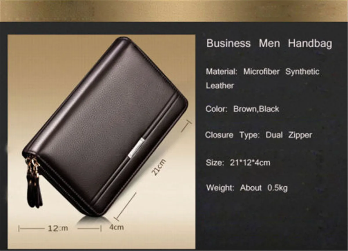 Новые и модные классические мужские кожаные ID держатель для карт кошелек на молнии кошелек сцепления чековой книжки бумажник