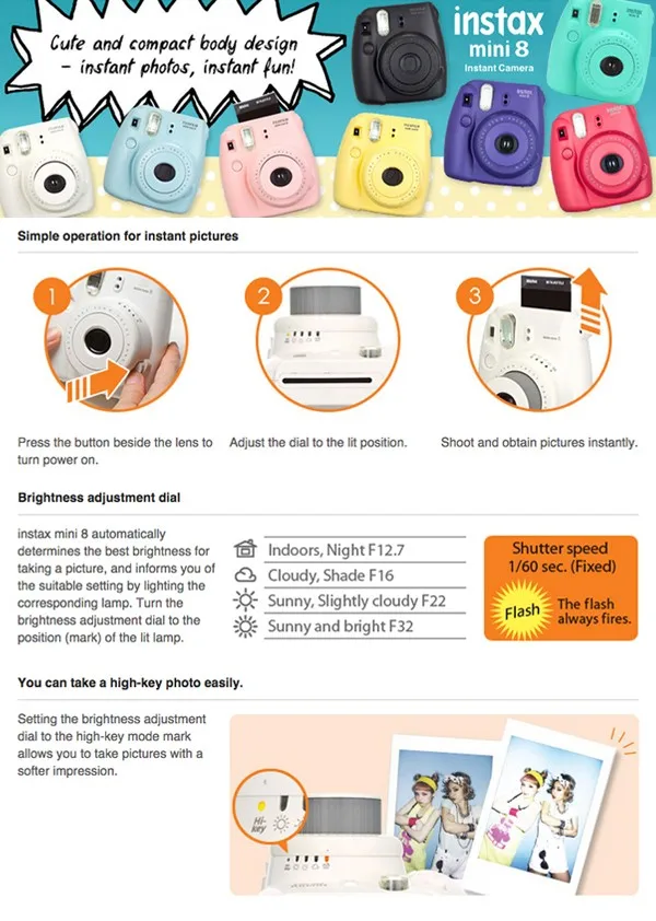 Fuji Fujifilm Instax Mini 8 Camera Instant Film Photo Picture With Hand Strap Pictures Of Summer Clothes Pictures Of Masquerade Costumesfilm Requirements Aliexpress