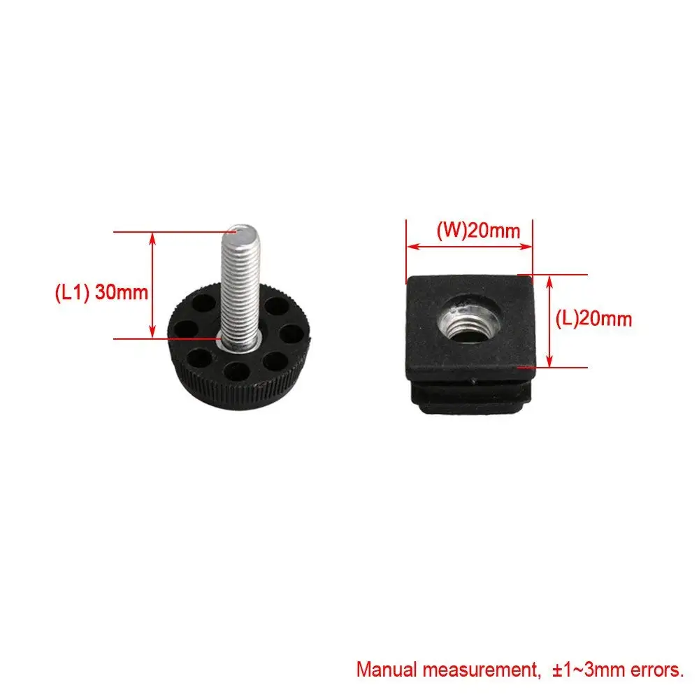 10 шт. резьба черные пластиковые ножки для мебели заглушки вставные заглушки с регулировкой резьбы ноги квадратные трубы M8