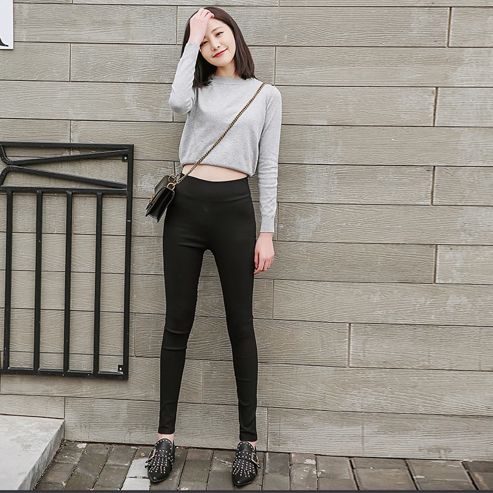 

Long Leisure Pants Skinny High Waist Women Pencli Pant 2019 Spring Jogger Stretchy White Black Trousers For Women Female Clothes