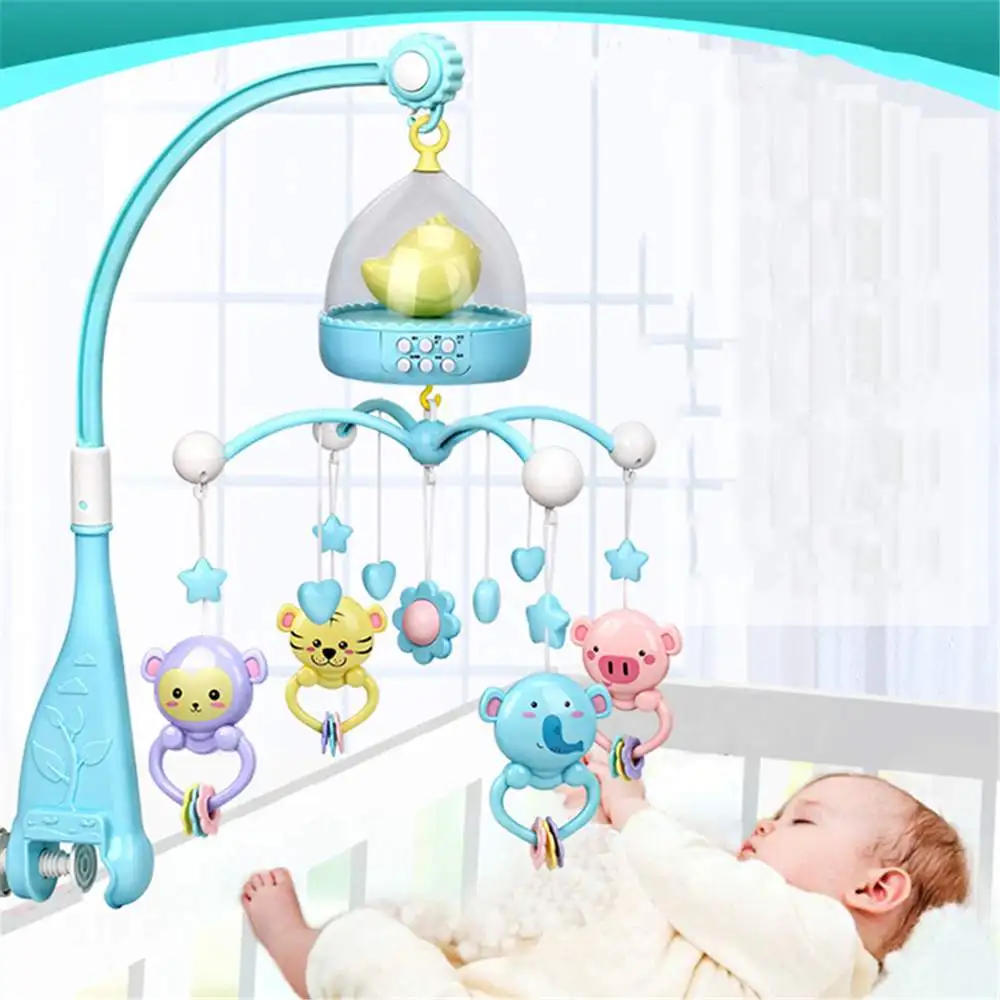 

Musical Crib Bed Bell Toys Plastic Hanging Rattles Night Light High-end Musical Crib Mobile Rattles Baby Toys for 0-12 Baby