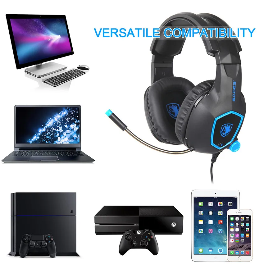 SADES SA818 PS4 игровая гарнитура шлем PC Gamer наушники с микрофоном для Новый Xbox один