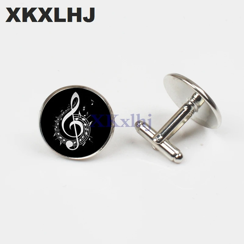 Новинка 2018 модные запонки XKXLHJ в виде музыкальной ноты для рубашки стеклянные