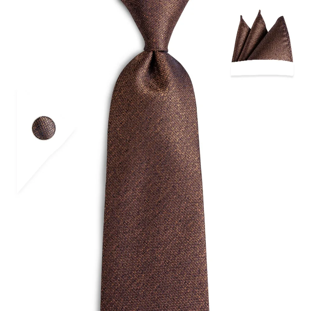 

BarryWang 8cm Fashion Brown Solid Tie Classic Necktie Coffee Neck Tie 100% Silk Ties For Men Wedding Business Accessories N-7136