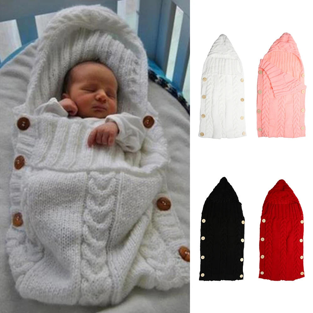 Newborn Baby Swaddle Wrap Infant Knit Crochet One Piece Pajama Soft