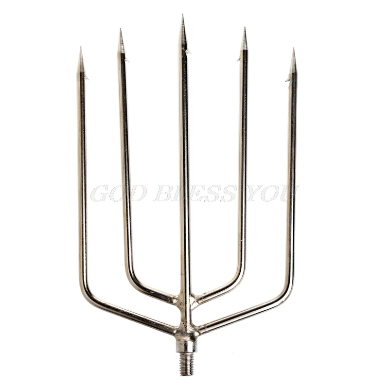 

Stainless Steel Prong Harpoon 5 Fish Fork Fishing Ice Breaker AccessoryTackleTool