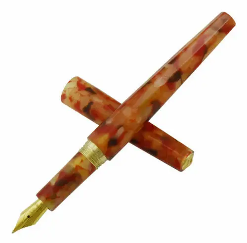 

Fuliwen 016 Maple Red Resin Fountain Pen Medium Nib Amazing Hexagon Resin
