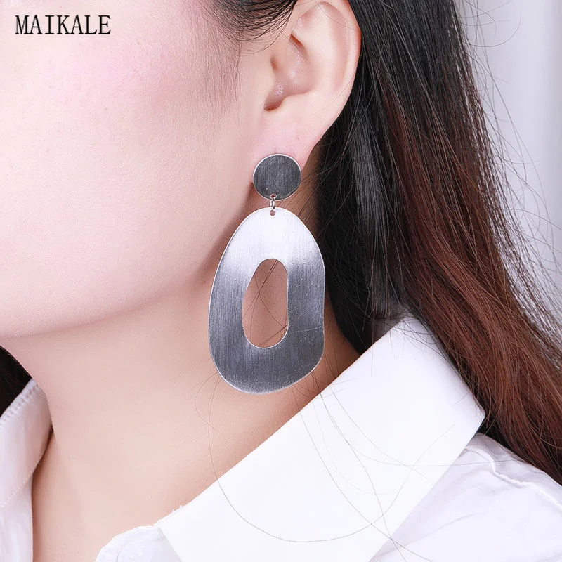

MAIKALE Simple Big Round Irregular Metal Drop Earrings for Women Geometric Alloy Ethnic Earings Fashion Jewelry Gifts Pendientes