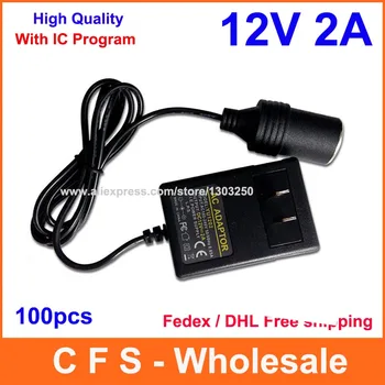 

AC 100V~240V to DC 12V 2A Cigarette Lighter Power Supply Converter Adapter with IC Program High Quality Free shipping 100pcs