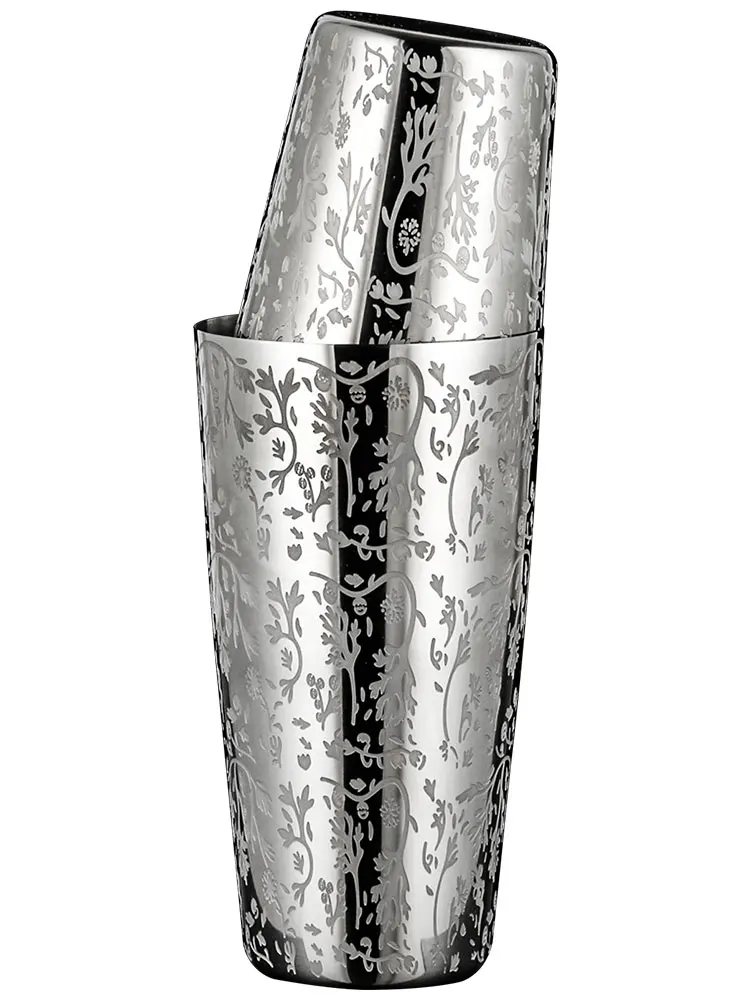 

Boston Cocktail Shaker With Etched Pattern Unweighted Bar Cocktail Shaker Tin Set - 800ml & 500ml