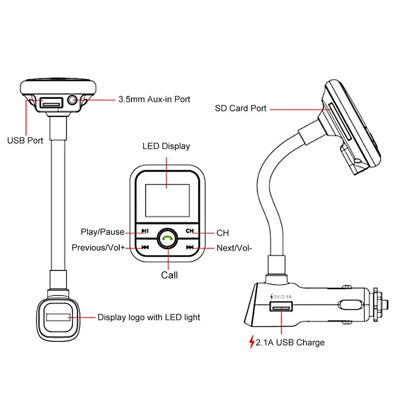 Bluetooth BT67 MP3 плеер Handsfree беспроводной адаптер FM Transit с ЖК-пультом дистанционного управления для смартфонов Bluetooth автомобильные комплекты