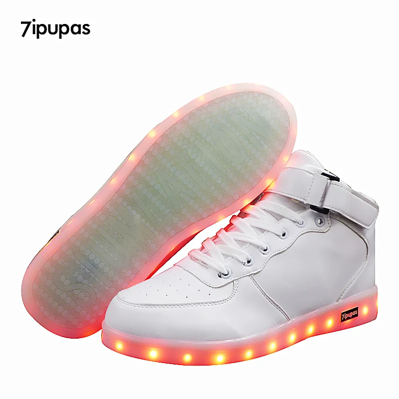 7ipupas New LED Shoes Kids Fashion High Top Light Up Luminous Sneakers Girls Boys Children Casual USB Charge Glowing Shoe Schuhe