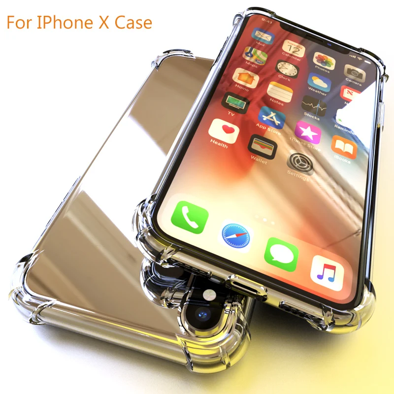 

Tpu Soft Silicone transparent case for iPhone X Case Clear Silicone Shockproof for iPhone 5 5s SE 6s 6 7 8 Plus cover Case Capa