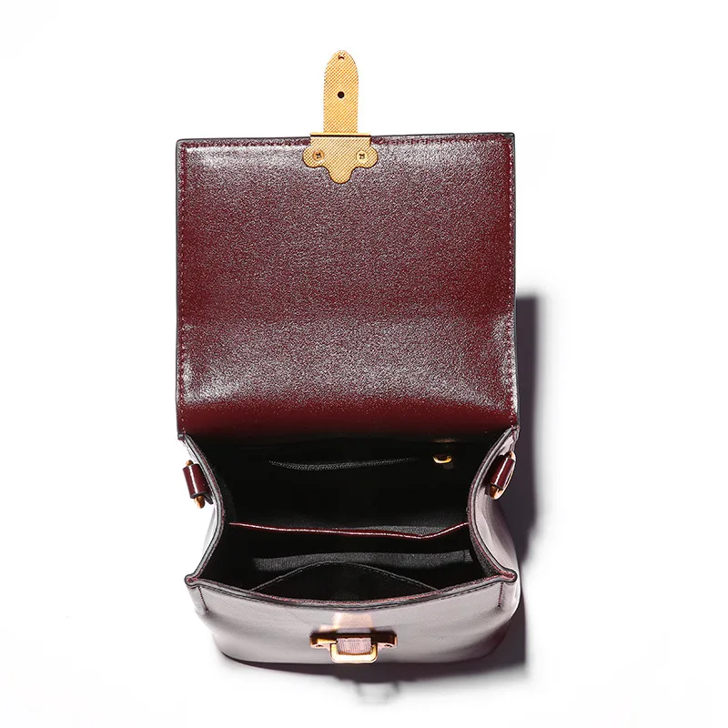 Small and elegant square leather cowboy messenger bags fashion textile wide shoulder strap gene leather leather women's bag