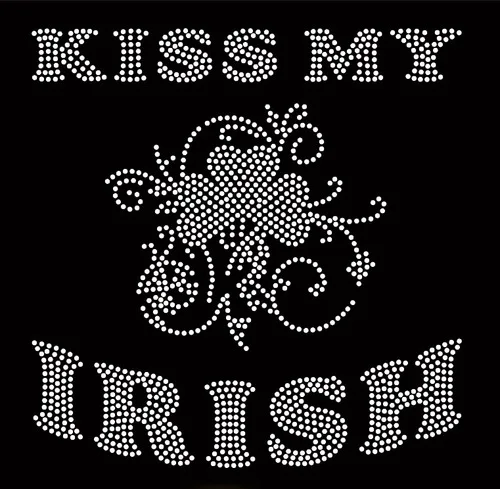 Бесплатная доставка Kiss my Irish Chevron Rhinestone Transfer | Дом и сад