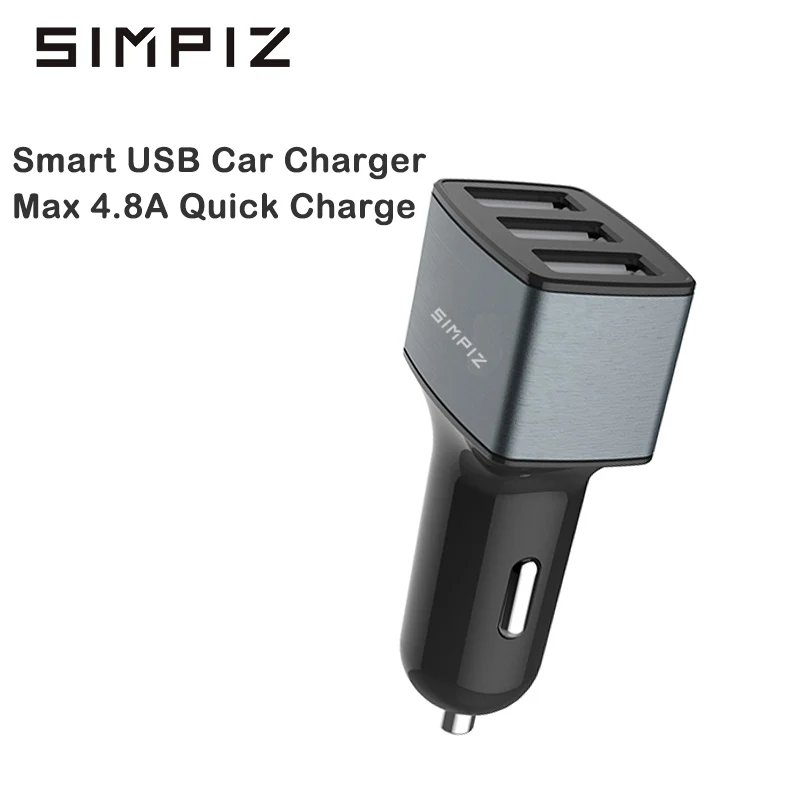  3 Usb Car-Charger SIMPIZ Motor Aluminum Alloy 4.8A  Fast Car charger for Iphone4/5/6 ipad Mobile Phone car charging accessories/ 