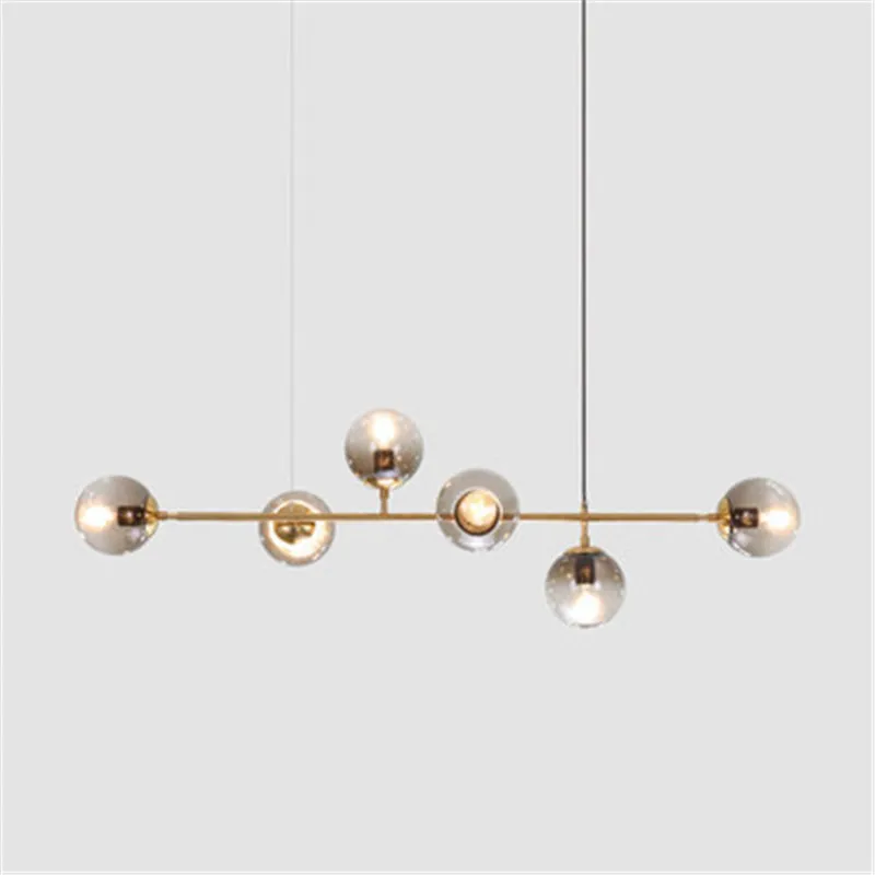  2019 New Nordic Style Art Strip Pendant Light Modern Parlor Model Room Glass Bulb Metal Rod Suspens - 33026146785