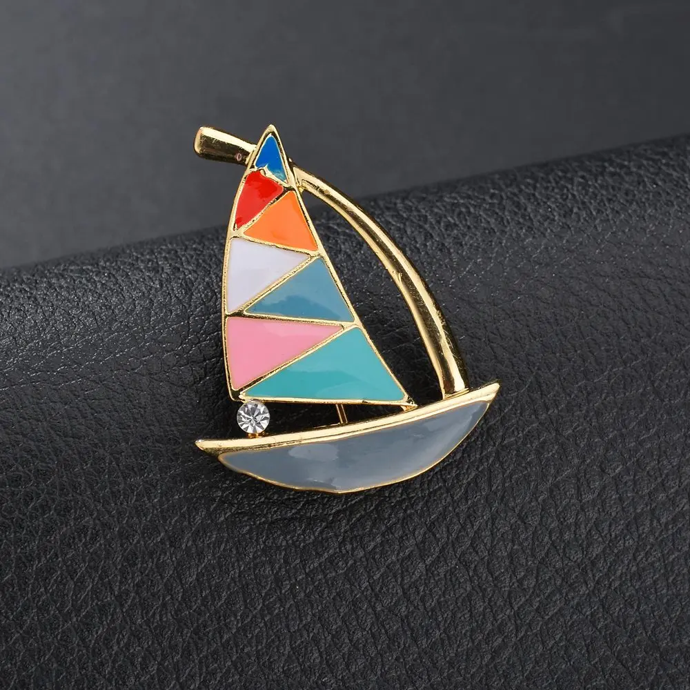 

Terreau Kathy Fashion Vintage Rhinestone Crystal Brooches Pins Colorful Sailboat Weddings Party Brooch Pin Women Men Jewelry