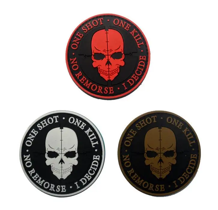 

One shot one kill Death Skull patches SNIPER punisher devgru military patch hook tactical morale patch army badge for backpack