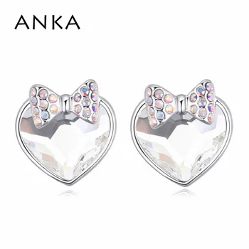 

ANKA Classic Heart crystal stud earrings for Women Rhodium Plated Crystals from Austrian #114774