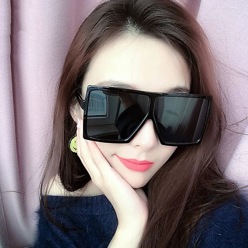

2019 New Big Box Sunglasses Men and women Wild Big Sun Glasses Personality Net Red Sunglasses UV400 8 Colors
