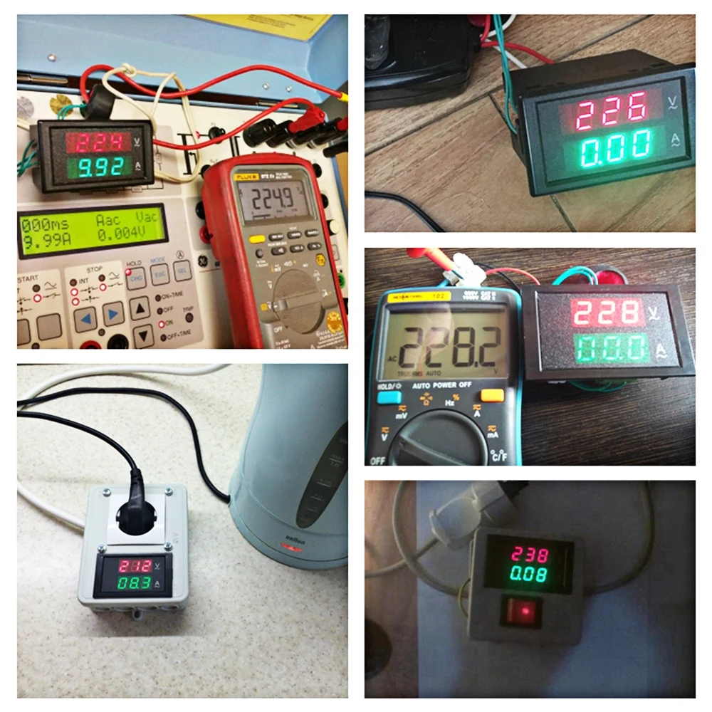 AC80 300V AC 0 100A светодиодный цифровой вольтметр переменного тока Амперметр