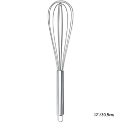 Stainless Steel Balloon Whisk Set - Versatile Kitchen Mixing Tools (12 inch)