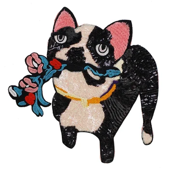 

10pieces Embroidery Sequin Patches Flower Puppy Dog Patch DIY Sweater Badge Sew On Scrapbooking Craft Sewing Accessories TH1233