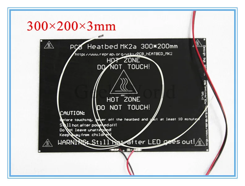 

High Quality 2015 MK2A 300*200*3.0mm RepRap RAMPS 1.4 PCB Aluminum Heatbed + LED Resistor + Cable + Thermistors