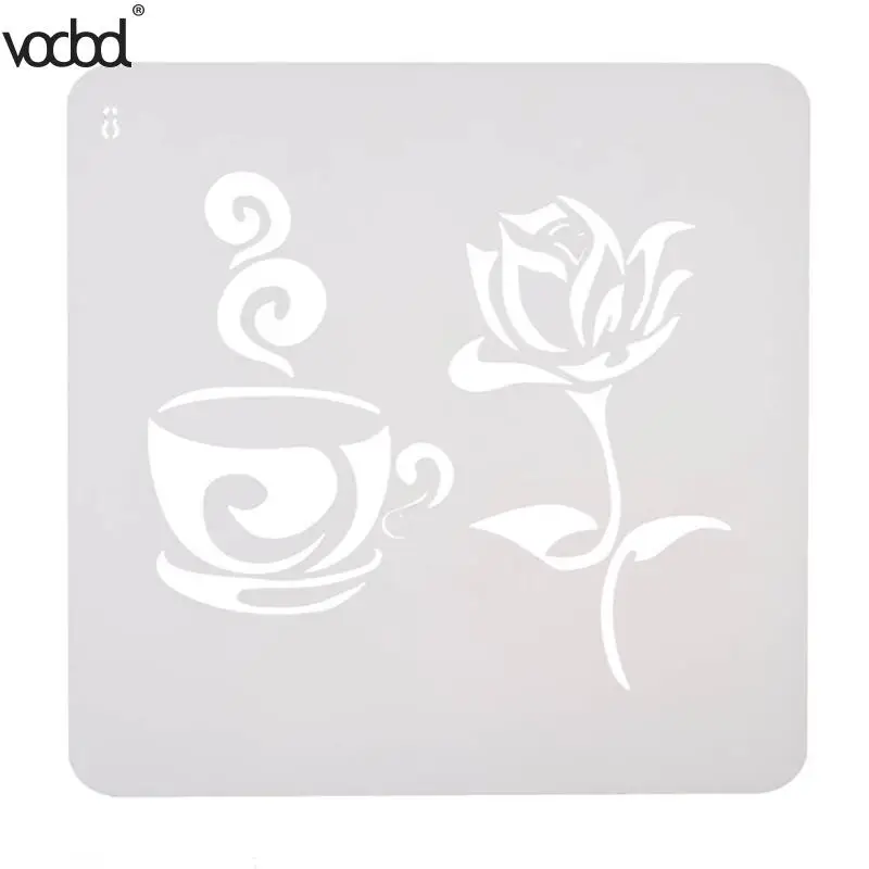 

VODOOL DIY Craft Rose Coffee Layering Plastic Stencils Scrapbooking Stamp Painting Stamps Album Decorative Embossing Paper Cards