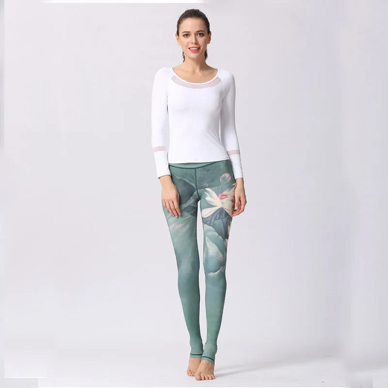 

Flower Print Yoga Pants For Women Sport High Waist Push Up Running Full Length Seamless Leggings Feamle Trousers