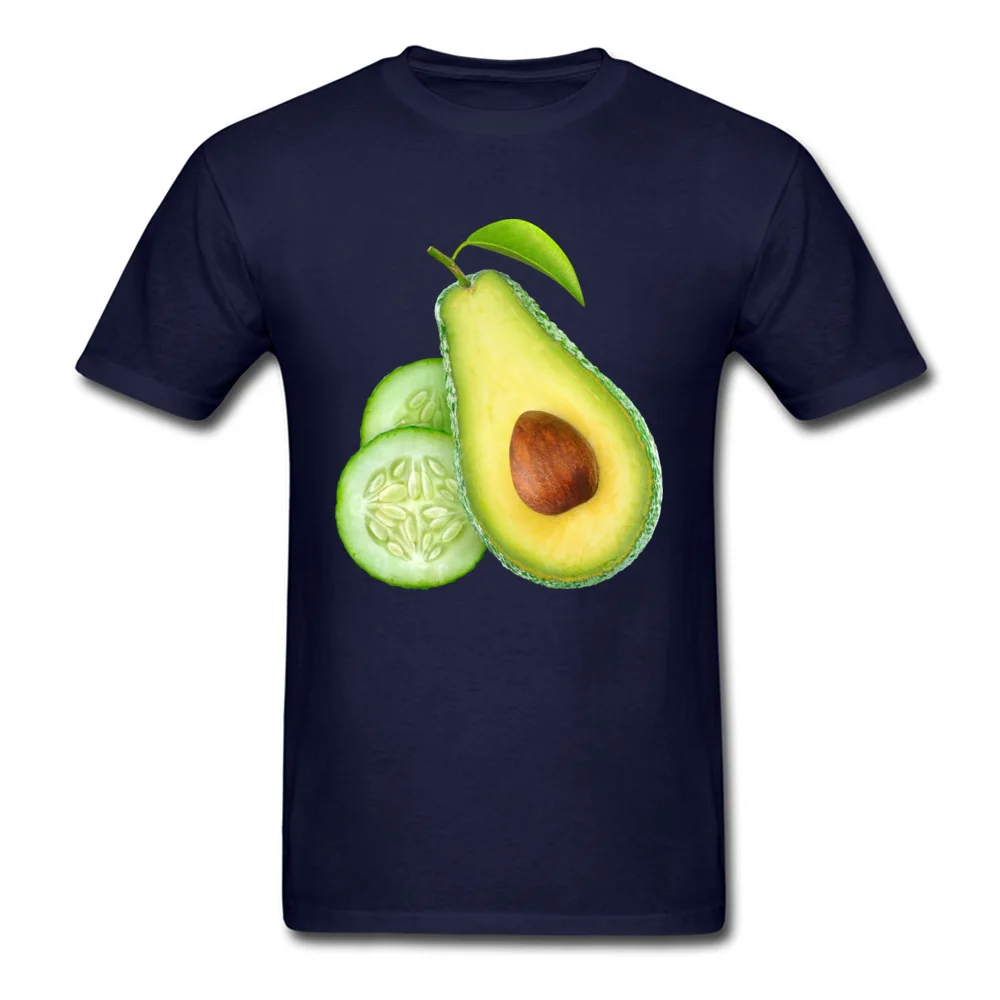Printed On Avocado and cucumber Men's Top T-shirts Retro Summer Short Sleeve Round Neck 100% Cotton Tees Birthday Clothing Shirt Avocado and cucumber navy