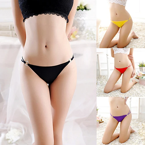 

Women Sexy Iron Ring Link Hollow Design Bowknot G-String T-Back Panties Thongs