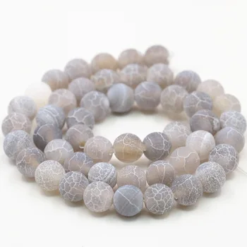 

2PCS 6mm 8mm Natural Stone Agates Round Frosted Matted Onyx Wholelsale Gray Carnelian Loose Beads for Jewelry Making 15" A406