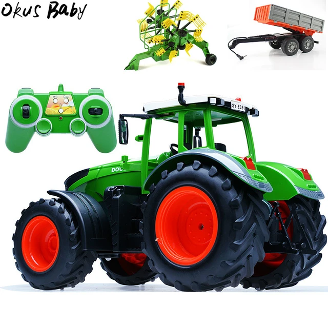 1:16 rc trator agrícola reboque 2.4g carros controlados por rádio simulador  de agricultura caminhão de carro em miniatura agricultor modelo de animais  brinquedos para o menino
