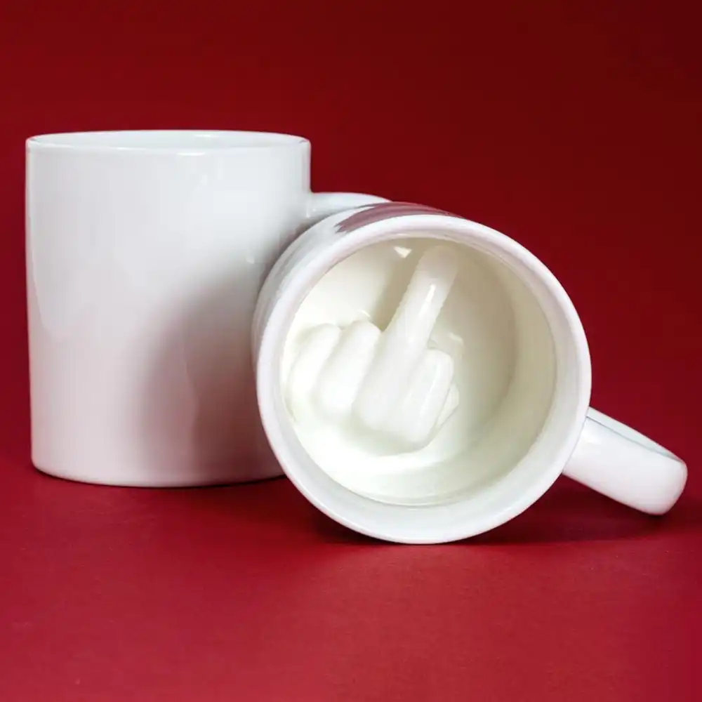 Creativo Bianco Tazza Di Caffe Di Ceramica Dito Medio Tazza Divertente Per Ufficio Caffe Te Al Latte Tazze Di Porcellana Di Personalita Della Novita Regali Aliexpress
