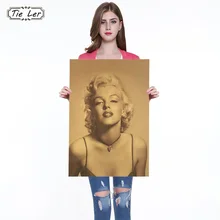 1 ud. Póster clásico Vintage Marilyn Monroe para cafetería o Bar decoración del hogar pintura Retro Kraft pegatinas para la pared de papel tapiz 51.5X36cm